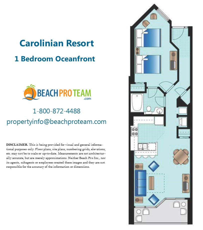 Carolinian Beach Resort Beaufort Floor Plan - 1 Bedroom Oceanfront